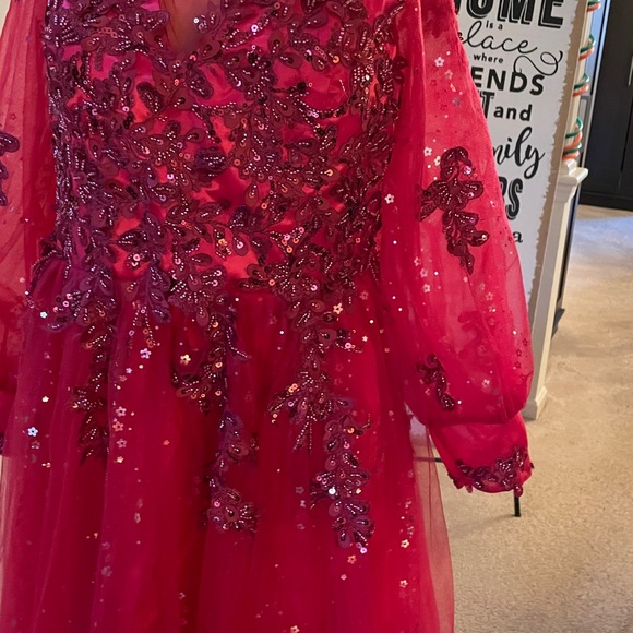 NEW Wedding Bridesmaid Red Dress Size 16 - Picture 6 of 11